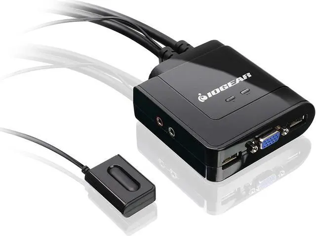 Alt view image 3 of 7 - IOGEAR 2-Port USB VGA Cabled KVM Switch - 2048 x 1536 - 2.1 Stereo Audio w/Mic - Plug n Play - Remote Push Button Switching - Compatible w/PC MAC and SUN - GCS72U