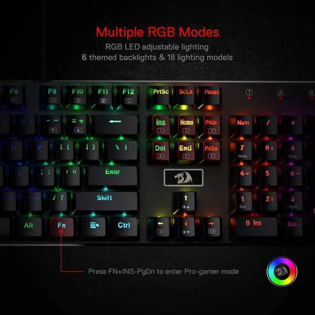Alt view image 4 of 7 - K556 RGB LED Backlit Wired Mechanical Gaming Keyboard, 104 Keys Hot-Swap Mechanical Keyboard w/Aluminum Base, Upgraded Socket and Noise Absorbing Foams, Soft Tactile Brown Switch
