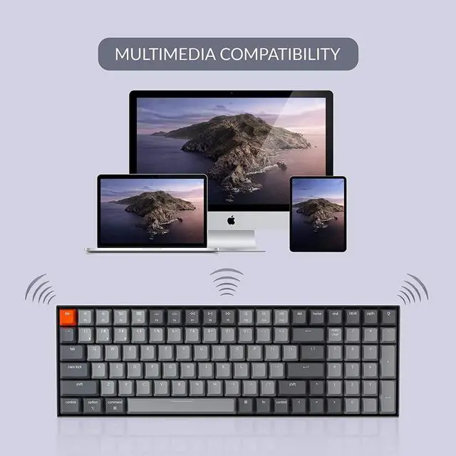 Alt view image 5 of 7 - Keychron K4V2 Wireless and Wired Mechanical Keyboard with RGB Backlit Gateron Brown Switches for Mac and Windows PC - 96% Layout (100 Keys) Plastic Frame, Black(K4-B3)