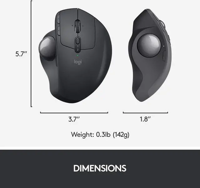 Alt view image 7 of 7 - MX Ergo Wireless Trackball Mouse ? Adjustable Ergonomic Design Control and Move Text/Images/Files Between 2 Windows and Apple Mac Computers (Bluetooth or USB) Rechargeable Graphite black