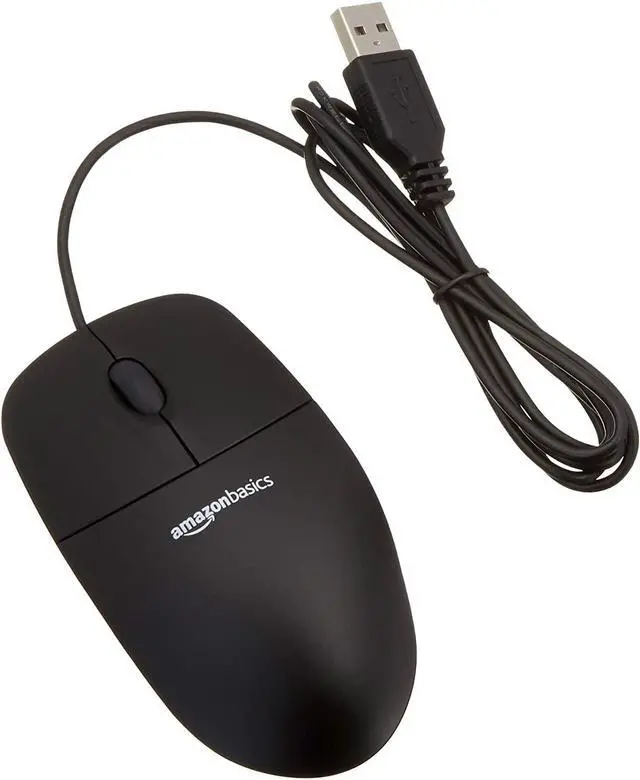 Main image of Amazon Basics 3-Button USB Wired Computer Mouse (Black) 1-Pack