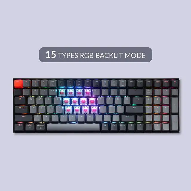 Alt view image 6 of 7 - Keychron K4V2 Wireless and Wired Mechanical Keyboard with RGB Backlit Gateron Brown Switches for Mac and Windows PC - 96% Layout (100 Keys) Plastic Frame, Black(K4-B3)