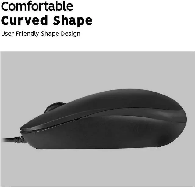 Alt view image 3 of 7 - Perixx Perimice-201 Wired PS2 Optical 3 Button Mouse with 800 DPI and Illuminated Wheel, Black