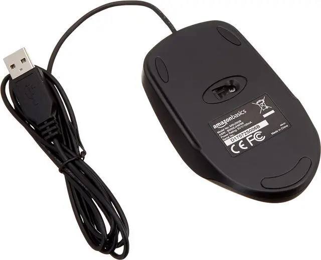 Alt view image 3 of 5 - Amazon Basics 3-Button USB Wired Computer Mouse (Black) 1-Pack