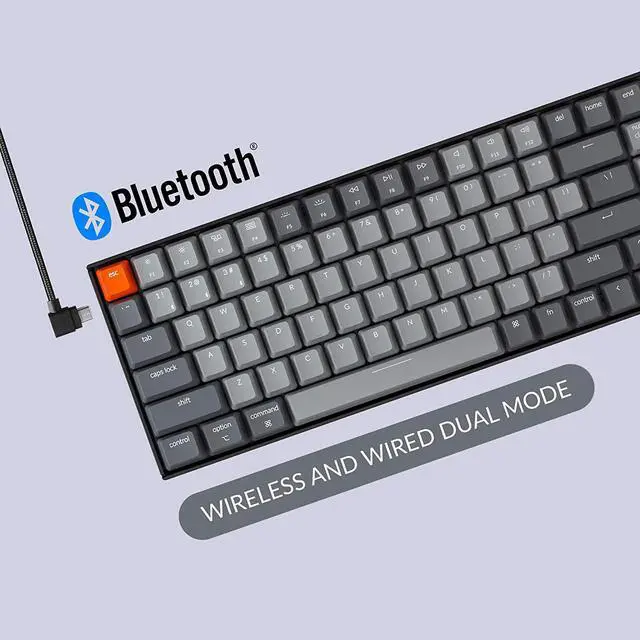 Alt view image 3 of 7 - Keychron K4V2 Wireless and Wired Mechanical Keyboard with RGB Backlit Gateron Brown Switches for Mac and Windows PC - 96% Layout (100 Keys) Plastic Frame, Black(K4-B3)