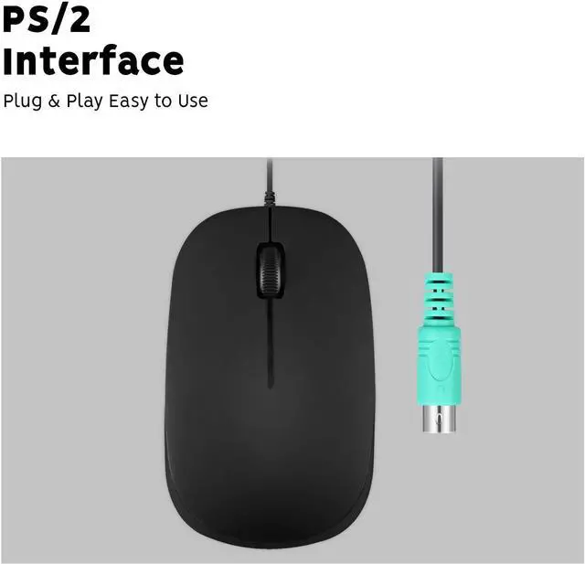 Alt view image 4 of 7 - Perixx Perimice-201 Wired PS2 Optical 3 Button Mouse with 800 DPI and Illuminated Wheel, Black