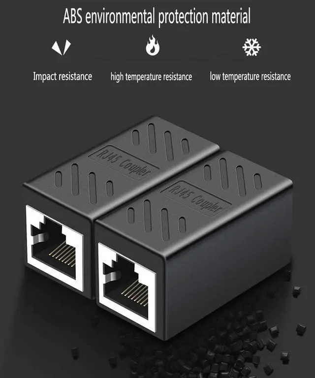 Alt view image 5 of 6 - RJ45 Coupler, PLUSPOE 2 Pack Ethernet Cable Extender Inline LAN Connector Plugs for Cat5 Cat5e Cat6e Cat7 Cable, Female to Female (Black)