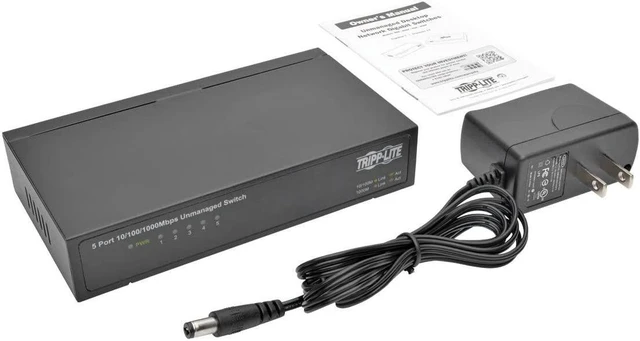 Alt view image 5 of 6 - Tripp Lite 5-Port Gigabit Ethernet Switch, Desktop, Metal, Unmanaged Network Switch 10/100/1000 Mbps RJ45 (NG5)