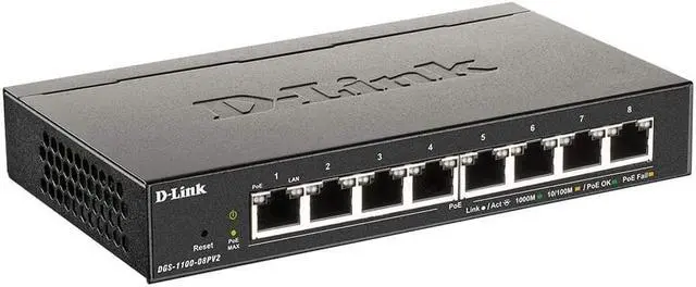 Alt view image 2 of 2 - D-Link PoE Switch 8 Port Smart Managed Ethernet Gigabit Desktop EEE Network Internet (DGS-1100-08PV2)