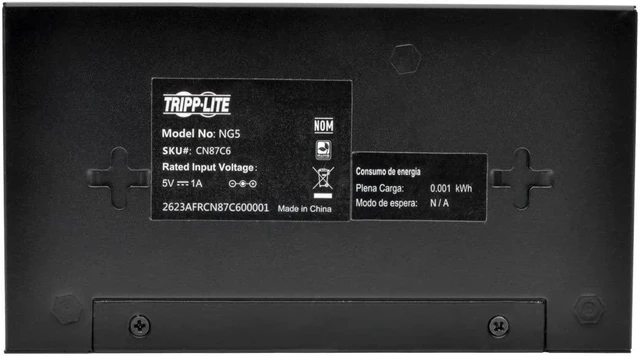 Alt view image 3 of 6 - Tripp Lite 5-Port Gigabit Ethernet Switch, Desktop, Metal, Unmanaged Network Switch 10/100/1000 Mbps RJ45 (NG5)