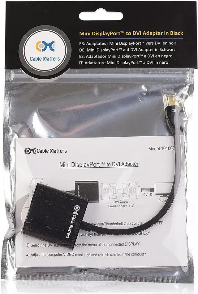 Alt view image 6 of 6 - Mini DisplayPort to DVI Adapter (Mini DP to DVI) in Black - Thunderbolt and Thunderbolt 2 Port Compatible