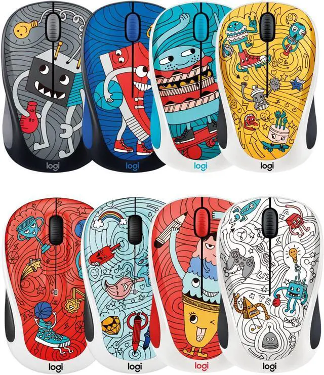 Alt view image 6 of 7 - Logitech Doodle Collection M238 Mouse - Optical - Wireless - 3 Button(s) - Triple Scoop