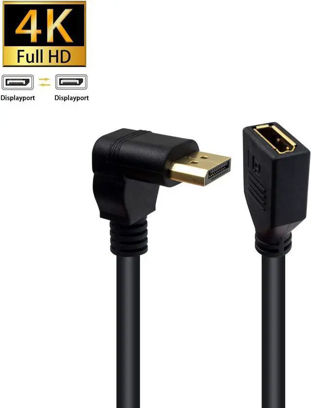 Alt view image 3 of 6 - Poyiccot Displayport Extension Cable 90 Degree Displayport Extender Up Angle Displayport Male to Female DP to DP Extension Adapter Cable Gold Plated 30 CM/12inch