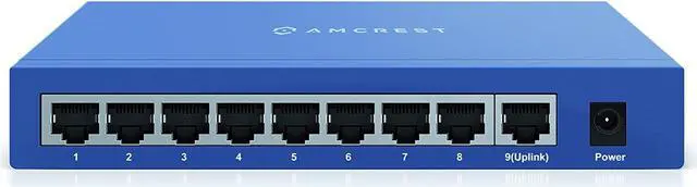Alt view image 2 of 4 - Amcrest 9-Port POE+ Power Over Ethernet POE Switch with Metal Housing 8-Ports POE+ 802.3at 96w (AMPS9E8P-AT-96)