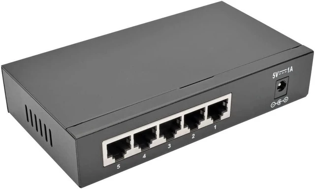 Alt view image 2 of 6 - Tripp Lite 5-Port Gigabit Ethernet Switch, Desktop, Metal, Unmanaged Network Switch 10/100/1000 Mbps RJ45 (NG5)