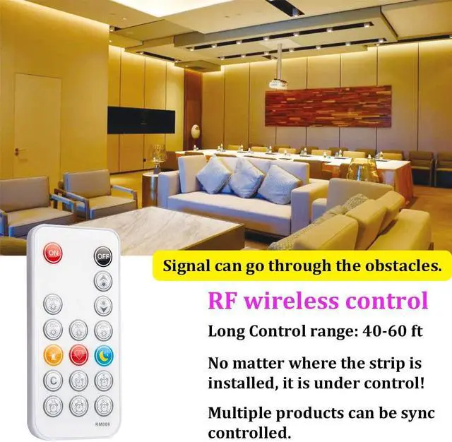 Alt view image 2 of 7 - LED Strip Lights 32.8ft Warm White Dimmable Light Strip Kit with Remote and ETL Listed Power Supply 600 LEDs Supper Bright Tape Lights for Room Kitchen Bed Under Cabinet Wardrobe 3000K