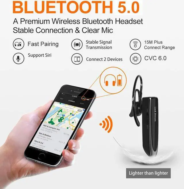 Alt view image 4 of 6 - Bluetooth Earpiece for Cell Phone Hands Free Wireless Headset Noise Cancelling Mic 24Hrs Talking 1440Hrs Standby Compatible with iPhone Android for Driver Trucker (2 Pack)