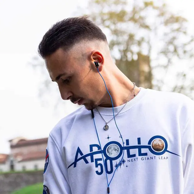 Alt view image 5 of 7 - LUDOS Clamor Wired Earbuds in-Ear Headphones, 5 Years Warranty, Earphones with Microphone, Noise Isolating Ear Buds, Memory Foam for iPhone, Samsung, School Students, Kids, Women, Small Ears - Blue