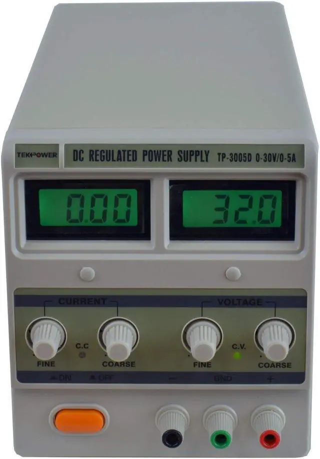Main image of Tekpower TP3005D Digital Variable Linear Type DC Power Supply, 0-30V @ 0-5A with Alligator Cable and Power Cord