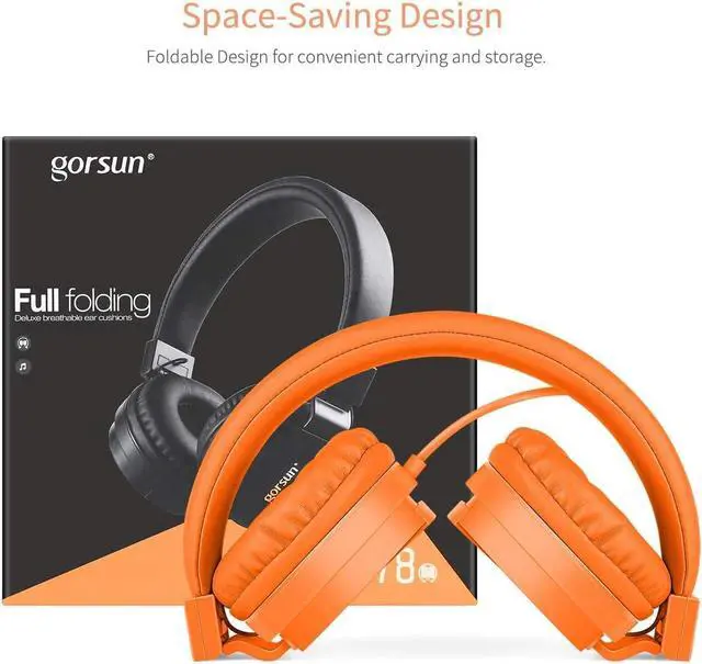 Alt view image 4 of 7 - Kids Headphones, Lightweight Stereo Wired Toddler HeadphonesAdjustable Headband Children's Headset for Smartphones Computer Pad Earphones(Orange)