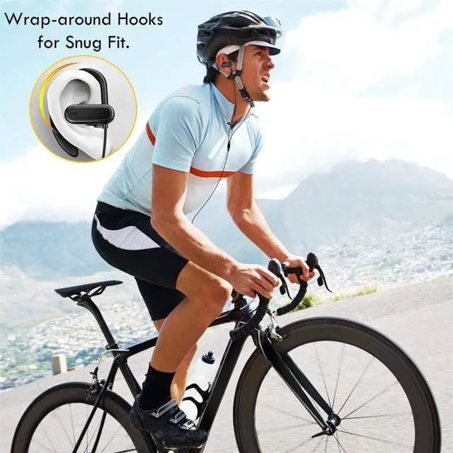 Alt view image 4 of 6 - Sport Headphones with Microphone Running Earbuds with Wrap-Around Ear Hooks Ideal for for Workout Gym Exercise Wired Earphones with 3.5mm Plug Compatible with Smartphone Tablet PC CGS-W3