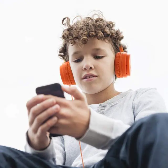 Alt view image 7 of 7 - Kids Headphones, Lightweight Stereo Wired Toddler HeadphonesAdjustable Headband Children's Headset for Smartphones Computer Pad Earphones(Orange)