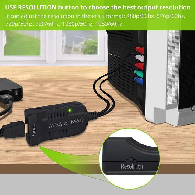 Alt view image 7 of 7 - HDMI to Component Converter Scaler with 60cm 1080P YPbPr Cable HDMI to YPbPr Converter Convert hdmi to Component HDMI to Video Converter HDMI to 5RCA RGB Converter