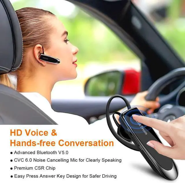 Alt view image 2 of 6 - Bluetooth Earpiece for Cell Phone Hands Free Wireless Headset Noise Cancelling Mic 24Hrs Talking 1440Hrs Standby Compatible with iPhone Android for Driver Trucker (2 Pack)