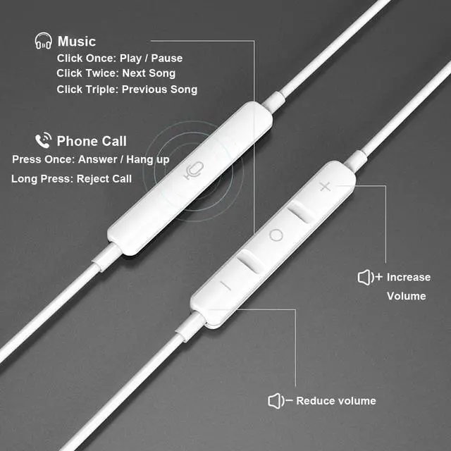 Alt view image 4 of 7 - USB C Earbuds Headphones with Microphone HiFi Stereo Type C Earphones Compatible with Samsung Galaxy S20 Note 20 Ultra Note 10 Plus, Huawei P30 Pro, Google Pixel 5 4 3 2 XL, OnePlus 8 7T 7 Pro (Black)