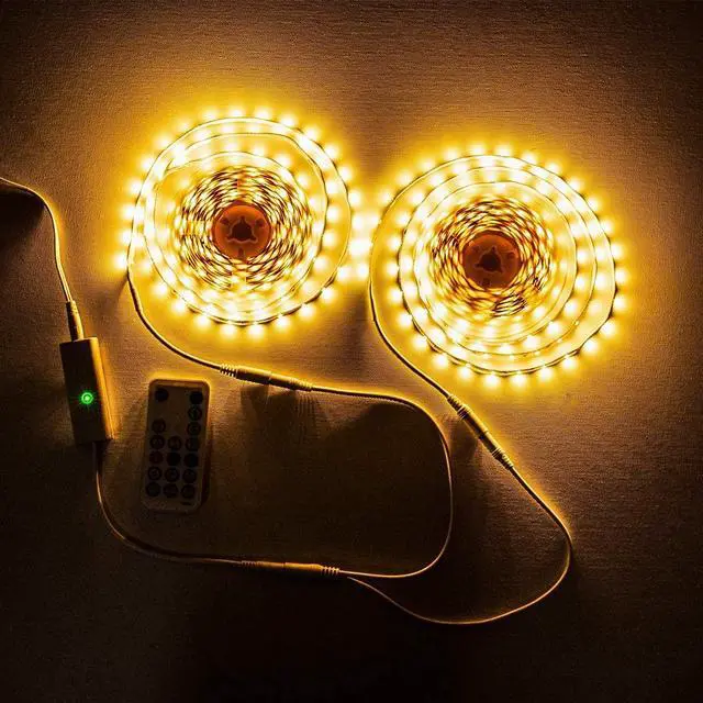 Alt view image 7 of 7 - LED Strip Lights 32.8ft Warm White Dimmable Light Strip Kit with Remote and ETL Listed Power Supply 600 LEDs Supper Bright Tape Lights for Room Kitchen Bed Under Cabinet Wardrobe 3000K