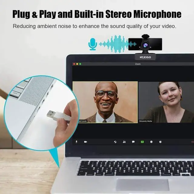 Alt view image 3 of 4 - 1080P Business Webcam with Dual Microphone & Privacy Cover 2021 [Upgraded] NexiGo USB FHD Web Computer Camera Plug and Play for Zoom/Skype/Teams Online Teaching Laptop MAC PC Desktop