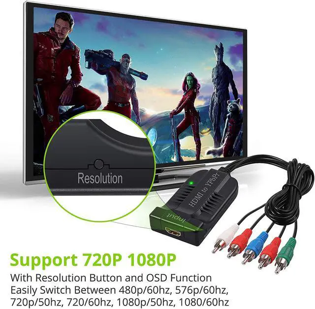 Alt view image 5 of 7 - HDMI to Component Converter Scaler with 60cm 1080P YPbPr Cable HDMI to YPbPr Converter Convert hdmi to Component HDMI to Video Converter HDMI to 5RCA RGB Converter