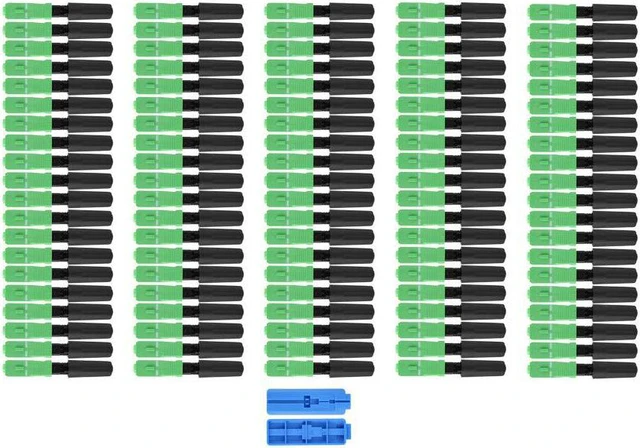 Main image of 100Pcs SC AP C Optic Fiber Quick Fast Connector Embedded Straight Plug for Fiber Connector Applications