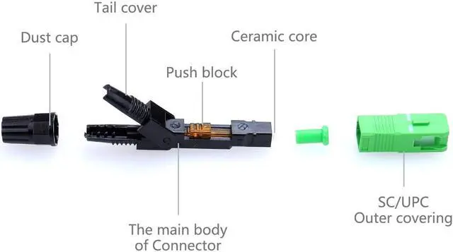 Alt view image 4 of 7 - 100pcs Ftth Embedded Quick Assembly Connector SC-APC Covered Wire Fiber Optic Connector,APC Special Broadcasting CATV