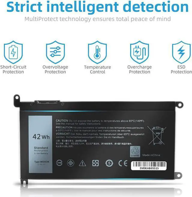 Alt view image 2 of 6 - WDXOR 42Wh Laptop Battery Replace for Dell Inspiron 17 5765 5767 5770 15 5565 5567 5568 5578 7560 7570 7579 7569 13 5368 5378 7368 7378 Series Notebook FC92N 3CRH3 T2JX4
