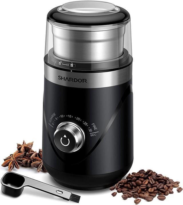 SHARDOR Electric Adjustable Coffee Grinder Spice Grinder with Removable  Stainless Steel Cup Black 