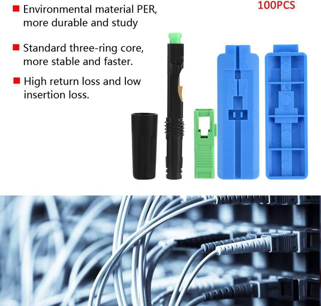 Alt view image 3 of 7 - 100Pcs SC AP C Optic Fiber Quick Fast Connector Embedded Straight Plug for Fiber Connector Applications
