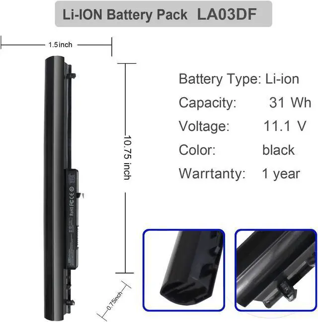 Alt view image 2 of 6 - LA03 LA03DF 776622-001 Laptop Battery for HP 14Y 15F Series 15-f222wm 15-f272wm 15-f233wm 15-f010dx 15-f387wm 15-f100dx 15-f162dx 15-f211wm 15-f305dx HSTNN-IB6R 752237-001