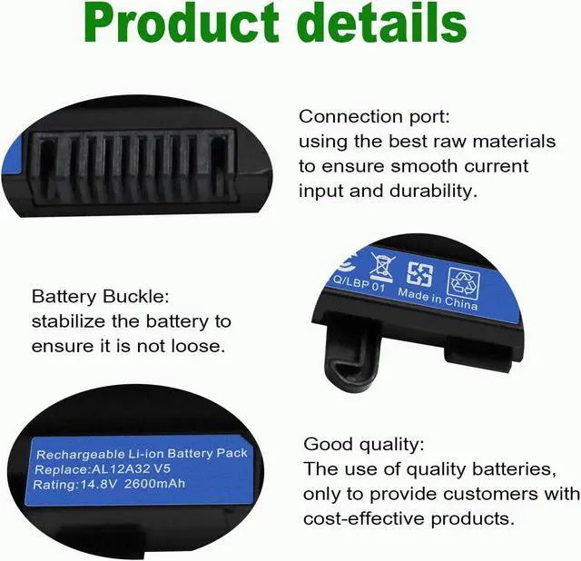 Alt view image 4 of 7 - AL12A32 AL12A72 Battery for Acer Aspire V5 V5-431 V5-551 V5-571 V5-471G V5-571P V5-571-6726 V5-571Pg-9814 V5-431-4407,Aspire E1 E1-572 E1-510P E1-522 E1-532 E1-470P-6659 [FLYTEN]