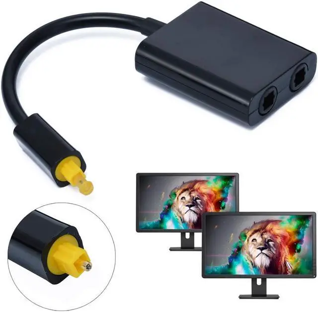 Main image of Cablecc Dual Port Toslink Digital Optical Audio Splitter Adapter Fiber Optic Audio Cable 1 in 2 Out Black