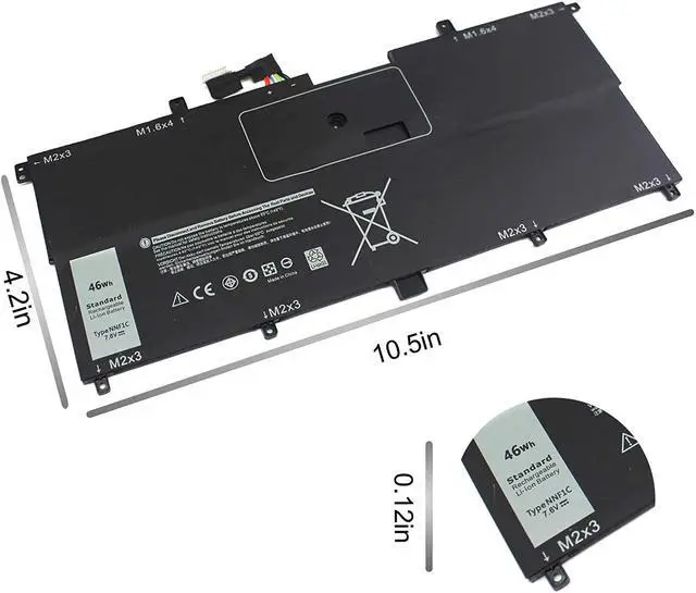 Alt view image 5 of 7 - NNF1C Laptop Battery for Dell XPS 13 2 in 1 9365 XPS 13 9365 2-in-1 2017 XPS 13-9365-D1605TS D1805TS D2805TS D3605TS D3805TS D4605TS Series HMPFH 0NNF1C NP0V3 0HMPFH P71G P71G001 7.6V 46WH