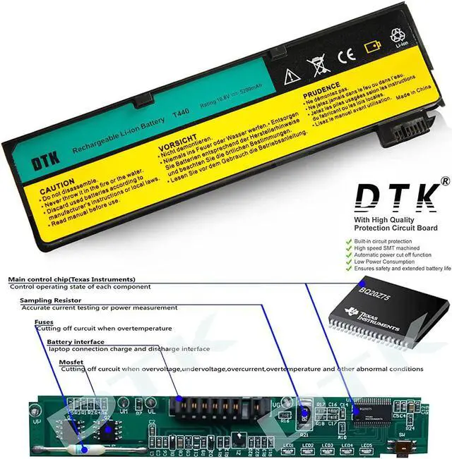 Alt view image 2 of 6 - DTK 0C52862 0C52861 68+ Laptop Battery Replacement for Lenovo IBM Thinkpad L450 L460 T440s T440 T450 T450s T460 T460P T550 T560 P50S W550s X240 X250 X260 Series