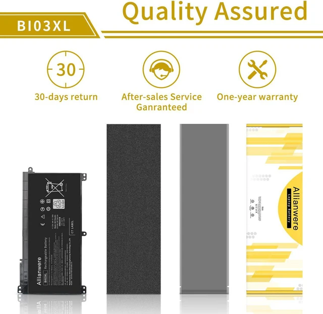 Alt view image 7 of 7 - Allianwere BI03XL Laptop Battery Compatible with HP Stream 14-ax030wm 14-ax010nr HP Pavilion X360 13-U000 M3-U000 Series Ultrabook Notebook ON03XL 0N03XL HSTNN-UB6W TPN-W118 844203-850