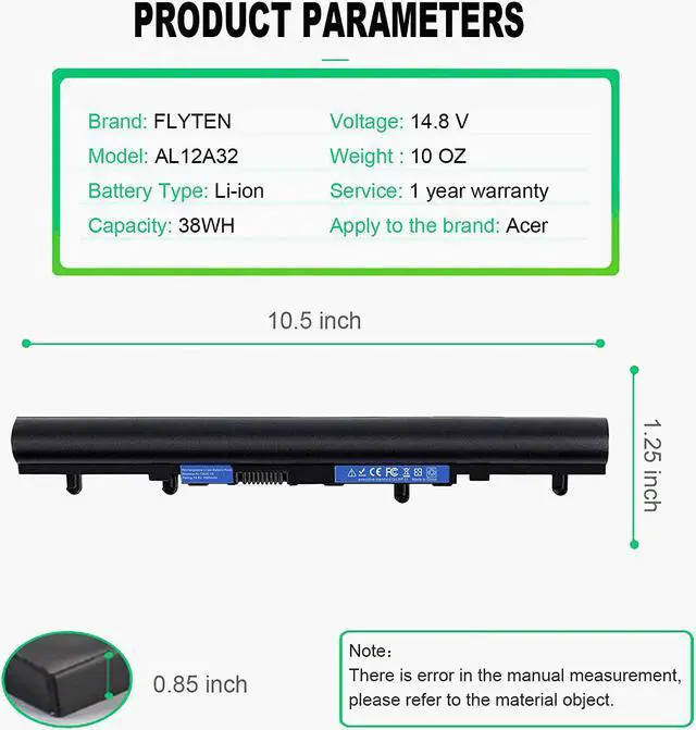 Alt view image 2 of 7 - AL12A32 AL12A72 Battery for Acer Aspire V5 V5-431 V5-551 V5-571 V5-471G V5-571P V5-571-6726 V5-571Pg-9814 V5-431-4407,Aspire E1 E1-572 E1-510P E1-522 E1-532 E1-470P-6659 [FLYTEN]
