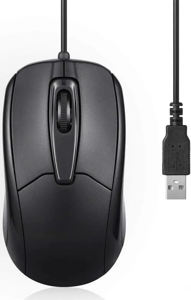 Main image of Perixx PERIMICE-209 3 Button USB Wired Mouse - Optical - 1000 DPI - 5.9 Ft Cable - Black
