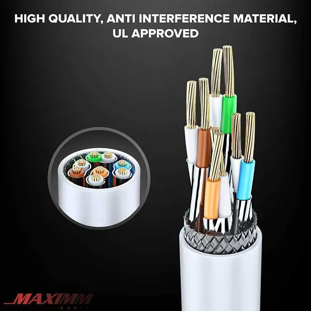 Alt view image 3 of 7 - Cat 7 Ethernet Cable 10 ft - High-Speed Internet & Network LAN Patch Cable, RJ45 Connectors - 10ft / White - Perfect for Gaming, Streaming, and More