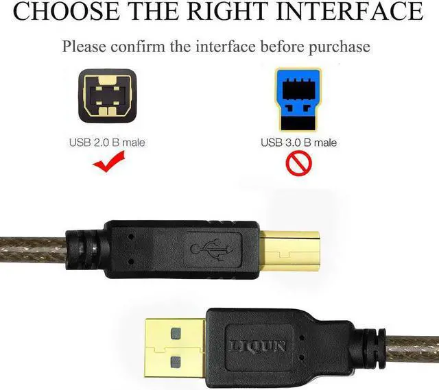 Alt view image 5 of 7 - Printer Cable, USB Printer Cable 20 Foot USB 2.0 A Male to B Male Printer Scanner Cable High Speed Shielded USB A to B Cable Compatible with HP, Brother, Lexmark, Epson, Xerox, Samsung etc