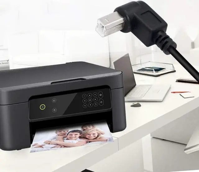 Alt view image 6 of 7 - USB 2.0 Type-B Printer Cable 2-Pack USB 2.0 B Female to Type-B Male (90 Degree UP + Down Right Angle) Printer Short Extension Cable for  Mobile HDD and More (UP-Down)