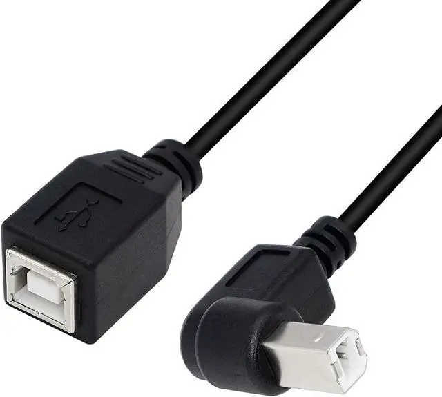 Alt view image 5 of 7 - USB 2.0 Type-B Printer Cable 2-Pack USB 2.0 B Female to Type-B Male (90 Degree UP + Down Right Angle) Printer Short Extension Cable for  Mobile HDD and More (UP-Down)