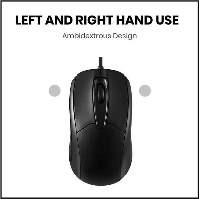 Alt view image 6 of 7 - Perixx PERIMICE-209 3 Button USB Wired Mouse - Optical - 1000 DPI - 5.9 Ft Cable - Black